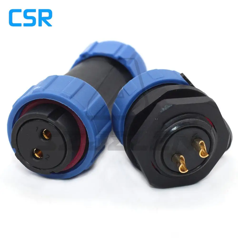 SP2110/P2-S2, 2pin Connector Waterproo Plug( Female) Socket( Male),2-Pin High-Voltage Industrial Power Connector IP68