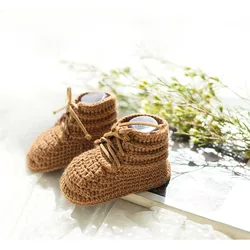 QYFLYXUE-Chaussures de bébé en laine et coton faites à la main pour maman, haute aide, crochet manuel, bricolage, fil grossier