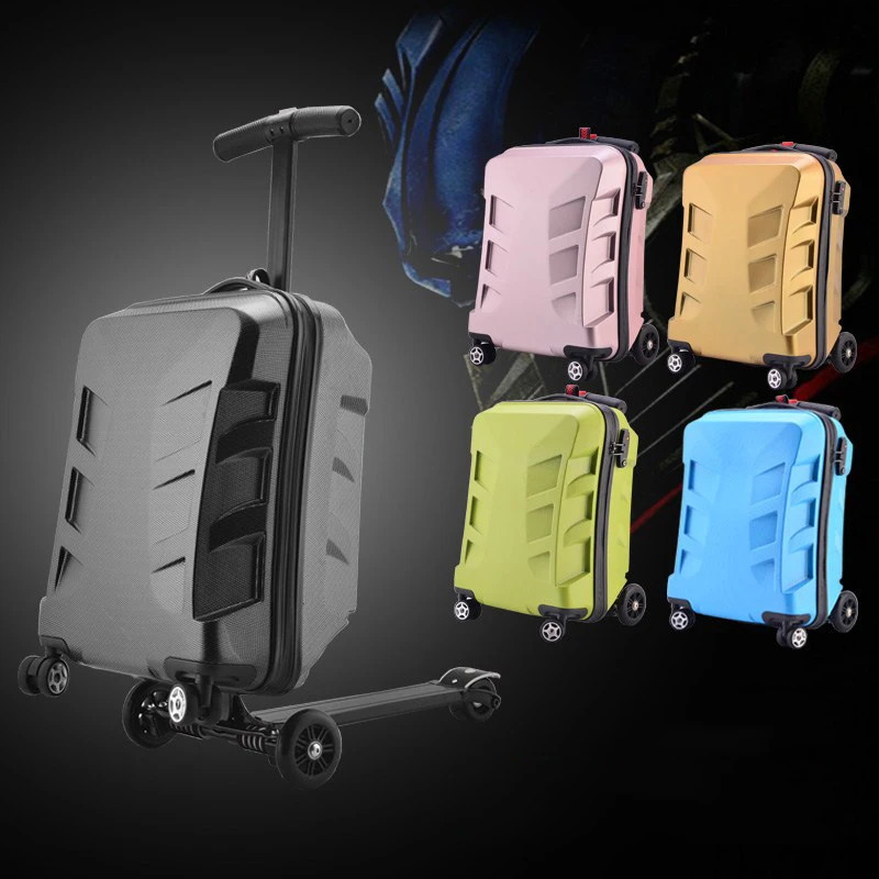 Imagem -05 - Moda Originalidade Skate Bagagem Bolsa para Mulheres dos Homens Equitação Mala sobre Rodas Scooter Carry on Travel Bagagem Trole Valise