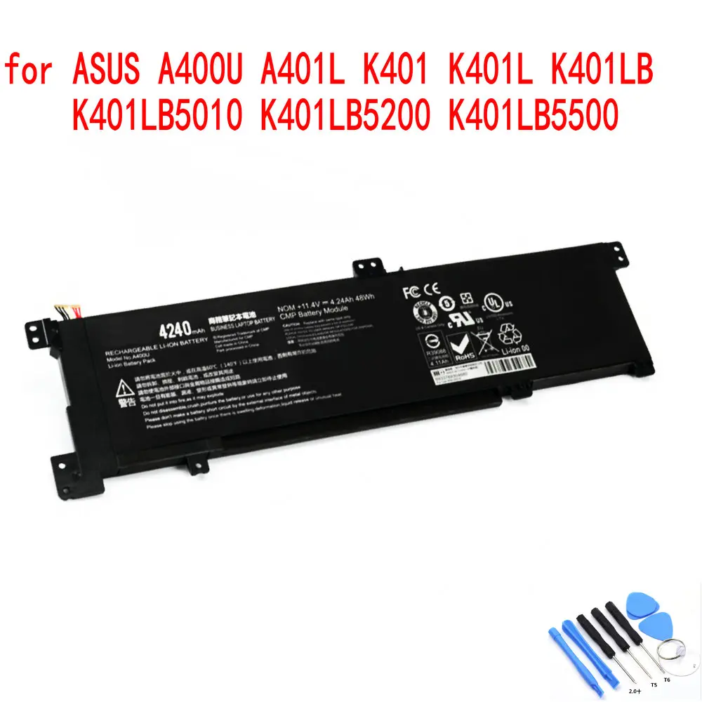 

Original B31N1424 Battery For Asus K401L A401L K401LB K401LB5010 K401LB5200 K401LB5500 A400U K401U K401UB K401UQ 11.4V 48Wh