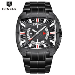 Relogio Masculino BENYAR Men Military Quartz Wristwatches Fashion Brand Luxury Waterproof Stainless Steel Watches Calendar Clock