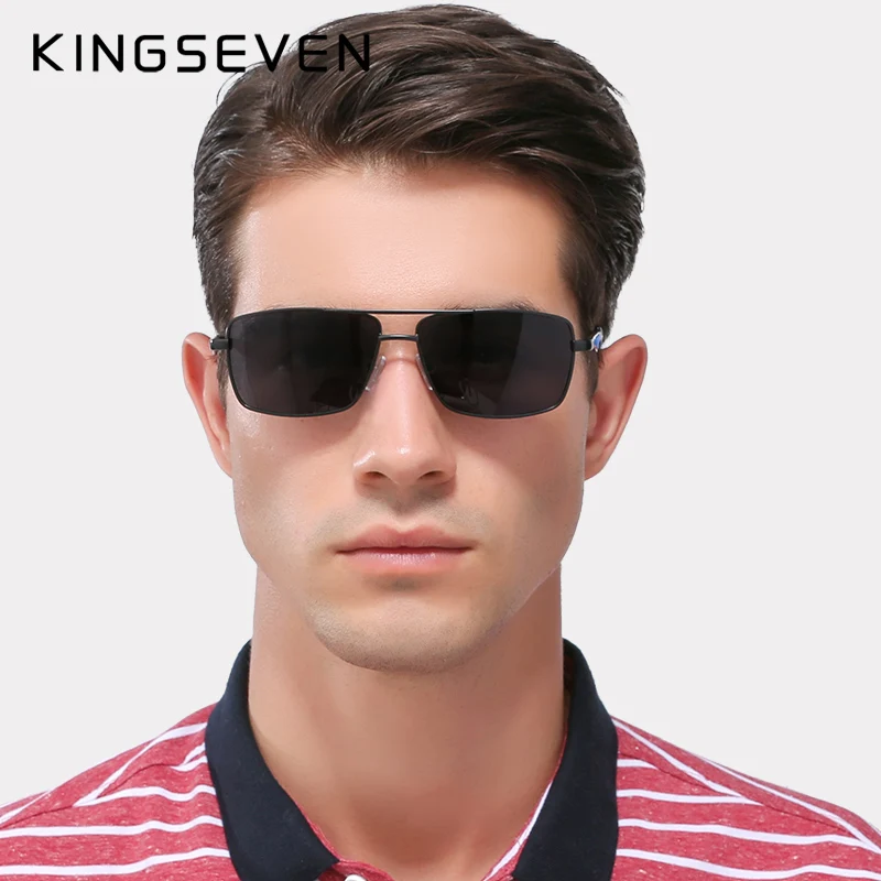 KINGSEVEN ออกแบบแบรนด์ Polarized แว่นตากันแดดชายเฉดสี VINTAGE แว่นตา Sun สำหรับชาย Spuare กระจกฤดูร้อน UV400 Oculos