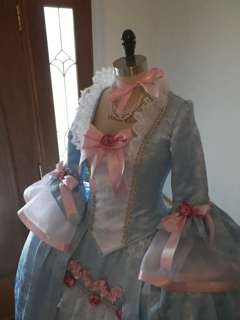 18TH CENTURY Marie Antoinette Dress BLUE ROCOCO DRESS WOMEN ADULT MEDIEVAL COLONIAL DRESS