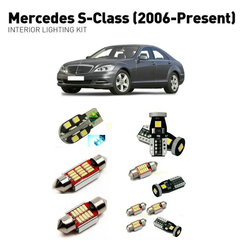 

Светодиодные внутренние фары для mercedes s-class 2006 + 26pc, светодиодные фары для автомобилей, комплект освещения, автомобильные лампы Canbus