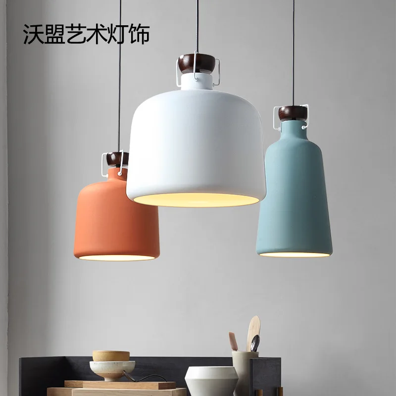 Nordic style modern minimalist creative work office dining room iron fashion single head bar pot cover small pendant lamp lo8810