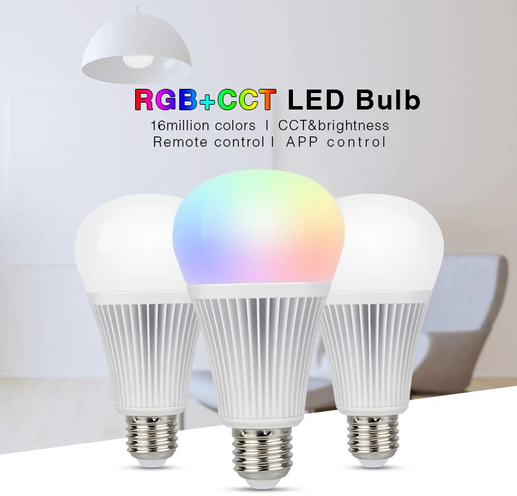 AC110 220V 9W E27 Mi Light RGB+CCT LED Intelligent light Bulb 2.4G RF Remote Wireless WiFi Control RGB+White+Warm white LED Lamp