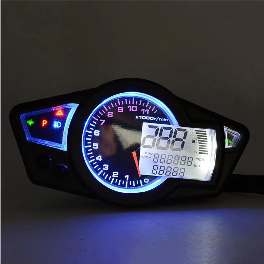 11000 rpm 12V LCD Digital Speedometer Tachometer Odometer Motorcycle Km/h Backlight for all motorcycle