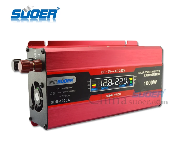 Imagem -02 - Suoer 12 Volts 220 Volts Inversor de Potência 600w com Display Lcd Sdb1000a