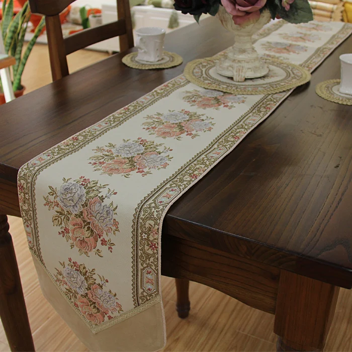 Rafael home upscale dining table Bubu arts gold and silver embroidered table runner European coffee table cloth place mat, full