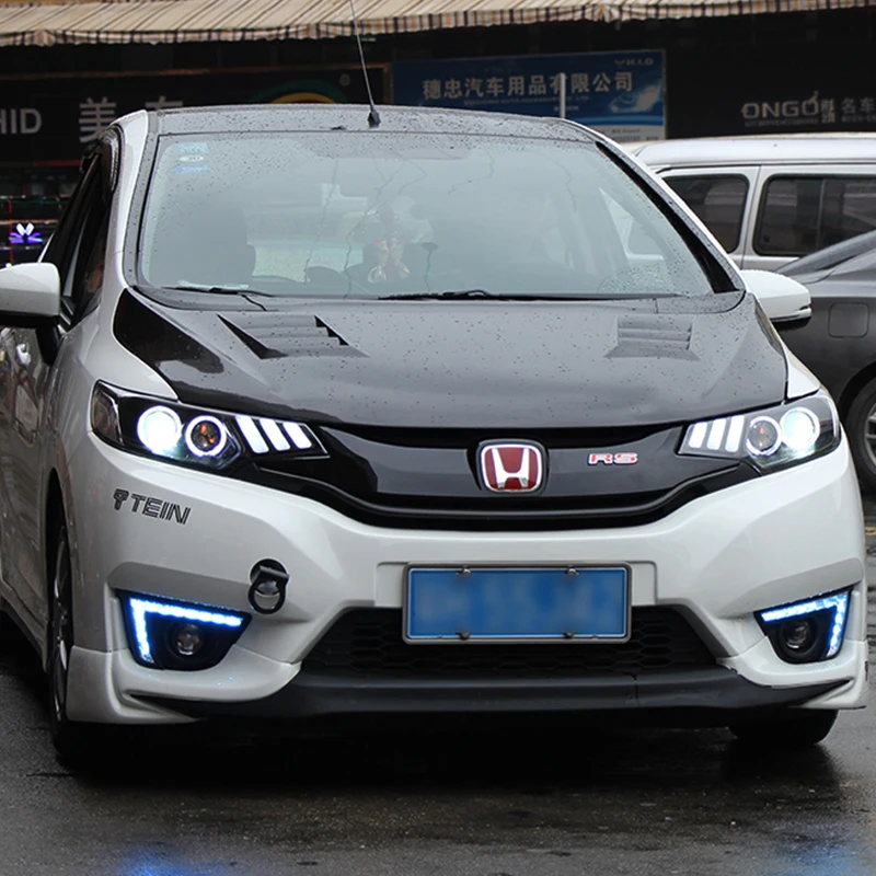 

Car Styling For Honda Fit/JAZZ 2014-2017 LED Car Headlight Assembly LED Demon Eyes DRL Turn Signal Lights Projector Lens