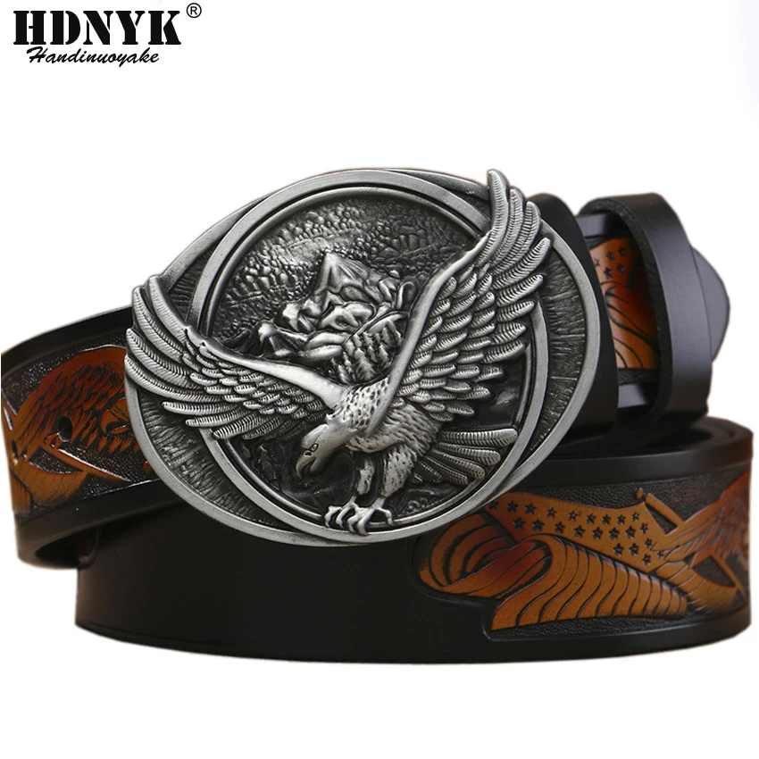 Famous Designer Fly Eagle Design Belts for Men Cowskin Leather Belt  Men Genuine Leather Belt Leisure Waistband Eagle Buckle