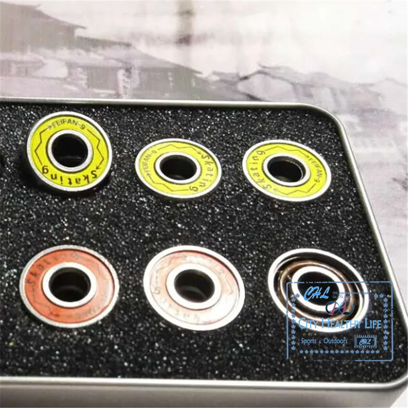 Original Feifan ILQ9 608 Bearing for Inline Skates Skateboard Scooter ILQ-9 Bearings for Slalom FSK Speed Skating with Iron Box