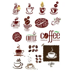 2 PCS Coffee House Logo DIY Uncut Decoration Scrapbook Stationery Diary Sticker Planner Cute Label Travel Stickers