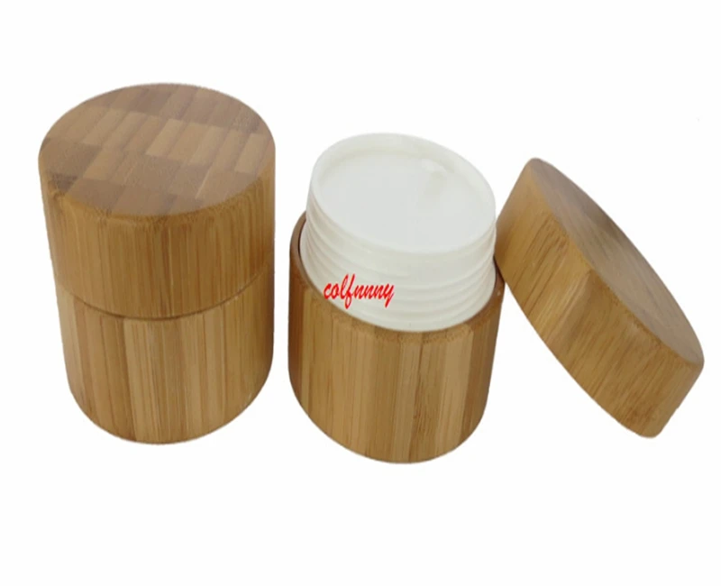 100pcs/lot 30g Glass Jar with bamboo outer Empty Cream Jars Cosmetic Packaging Containers Pot With Lid For Hand cream Container