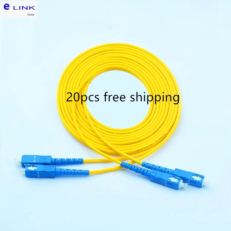 fiber optic patch cord SC-SC DX SM duplex single mode 3.0mm jacket cable optical fibre jumper free shipping ELINK 20pcs