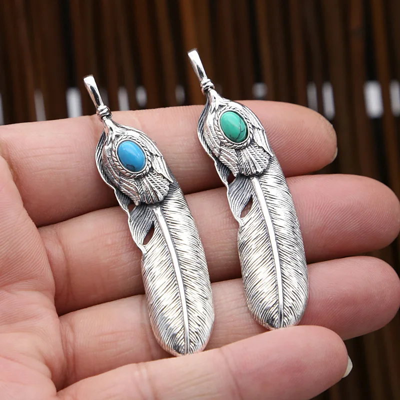 

S925 Sterling Silver Jewelry Vintage Thai Silver Handmade Takahashi Goro Feather Men And Women Pendants