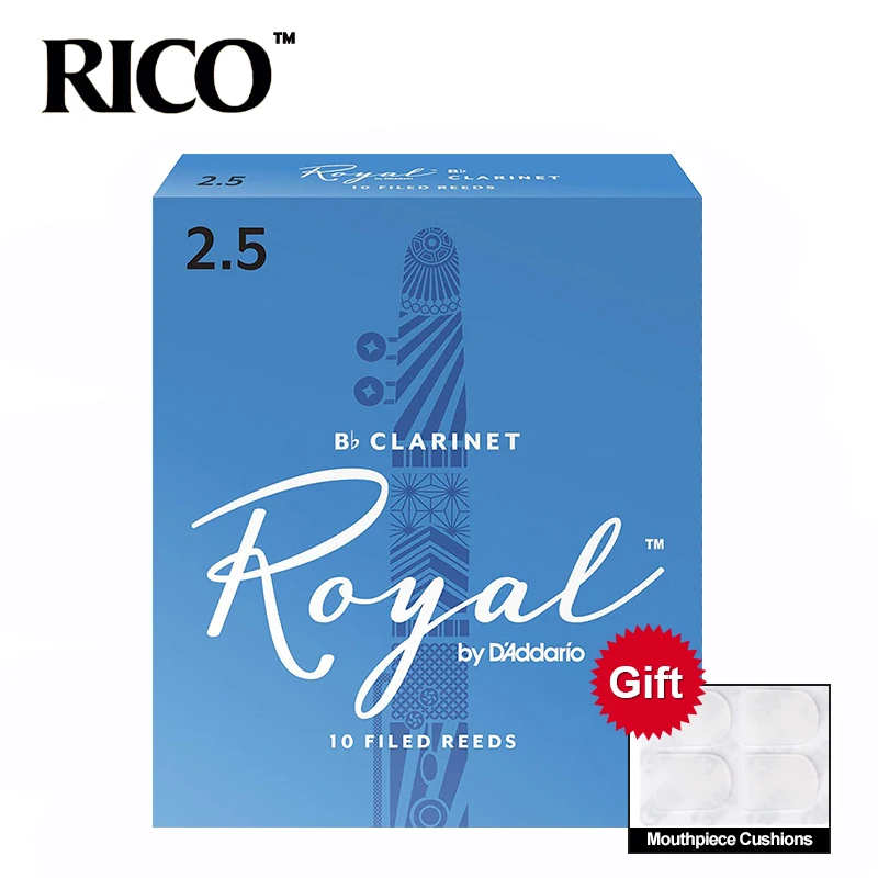 RICO Royal Bb Clarinet Reeds, Strength#1.0  #1.5 #2.0 #2.5 #3.0, 10-pack Blue Box of 10 with Gift