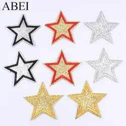 10pcs/lot 65mm Glitter Stars Embroidered Iron On Coat Jeans Shoes Appliques DIY Sew On Garments Bagde Sewing Star Stickers