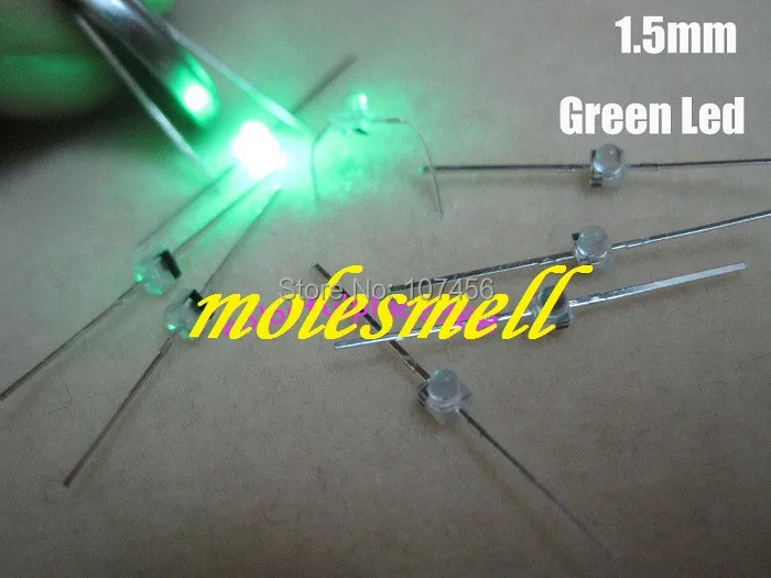 

1000pcs New 1.5mm Mini Green Water Clear LED Leds Free shipping Made in Taiwan