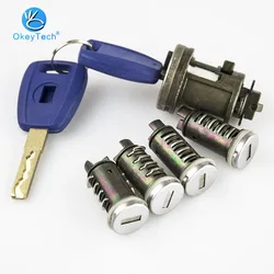 OkeyTech Car Ignition Lock Set For Fiat Ducato Peugeot Citroen SIP22 Blade Car Key Door Original Milling Cylinder Trunk Lock