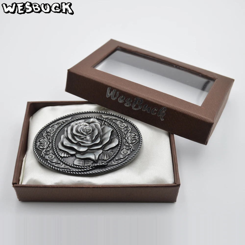 WesBuck Brand Buckle New High-quality 3D Red Roses Fashion belt buckle Classic Mens Womens Jeans accessories