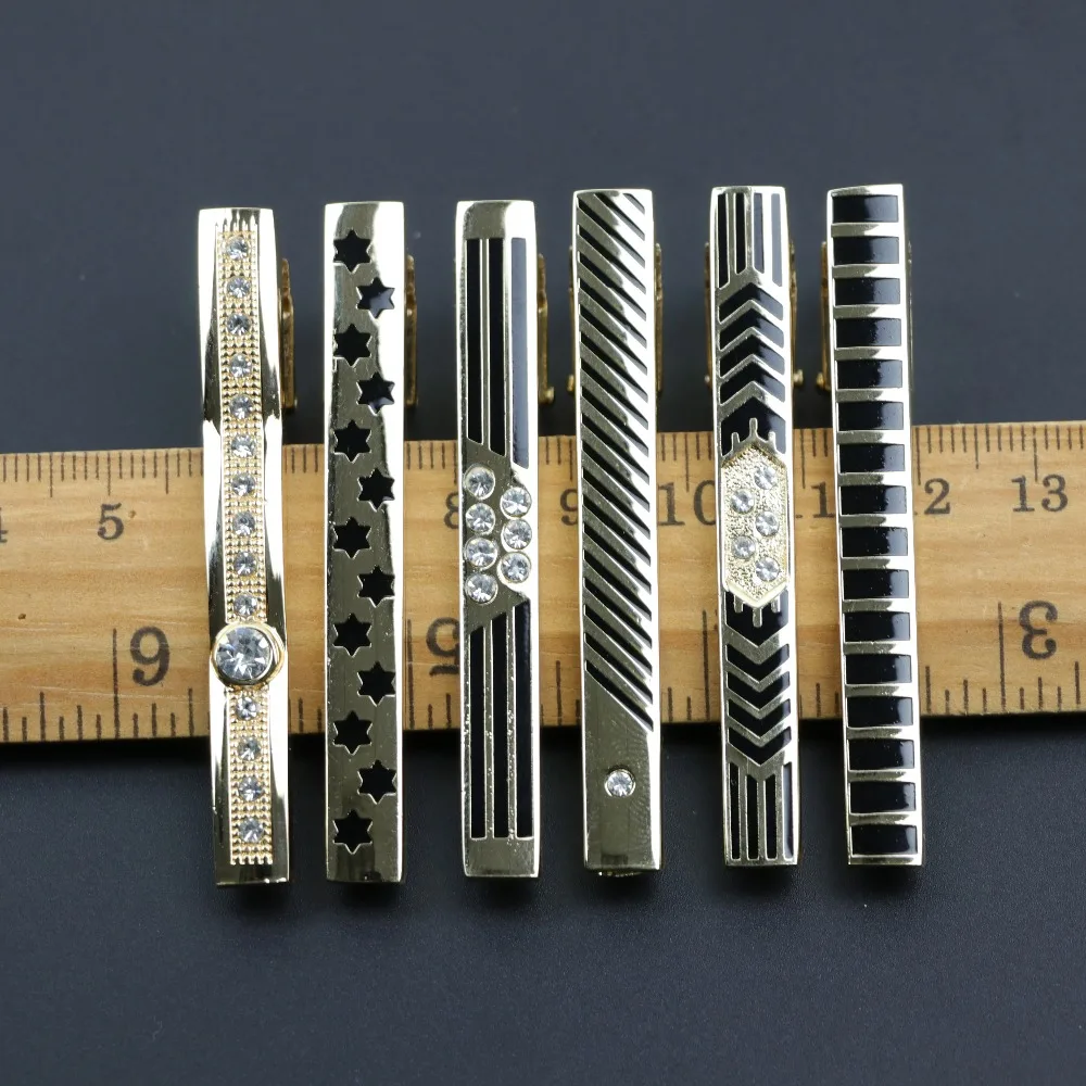 Fashion Clasp Wedding Gift Style Tie Clamp Pin Necktie Simple Clip Golden Jewel Men Metal Tie Clips No.1-18