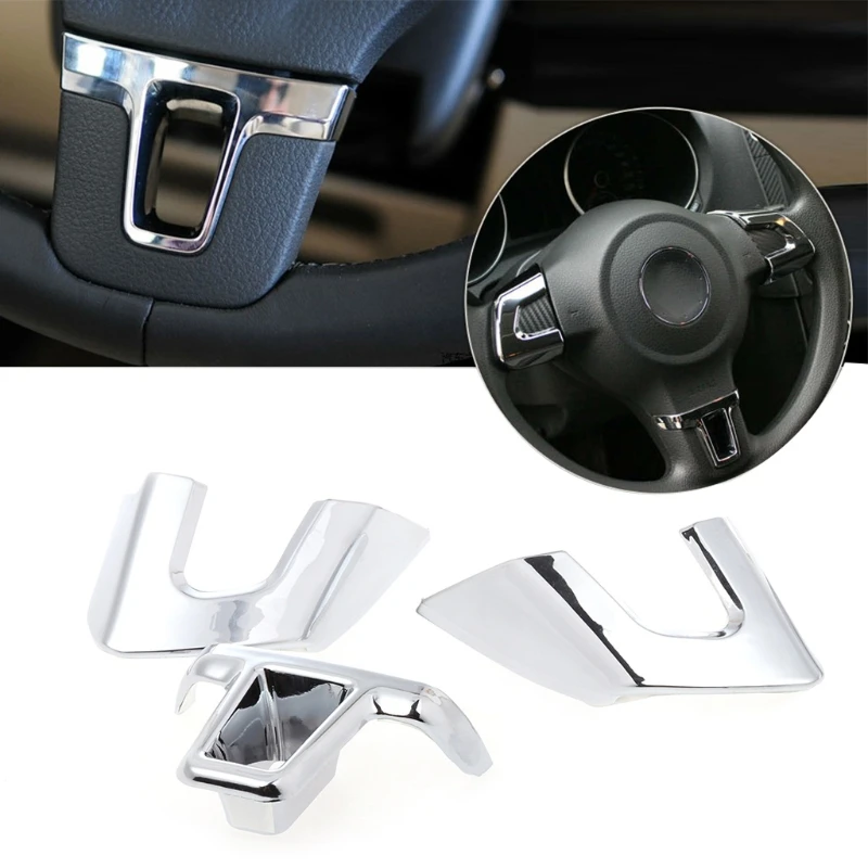 Car Styling ABS Chrome Steering Wheel Trim Cover For VW Golf 6 MK6 Polo Jetta MK5 Bora Sagitar