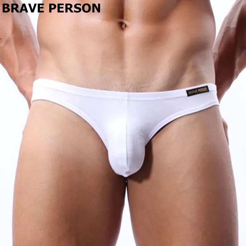 Brave Person-ropa interior Sexy para hombre, calzoncillos modales, sin costuras, de cintura baja, con bolsa para bulto, Gay