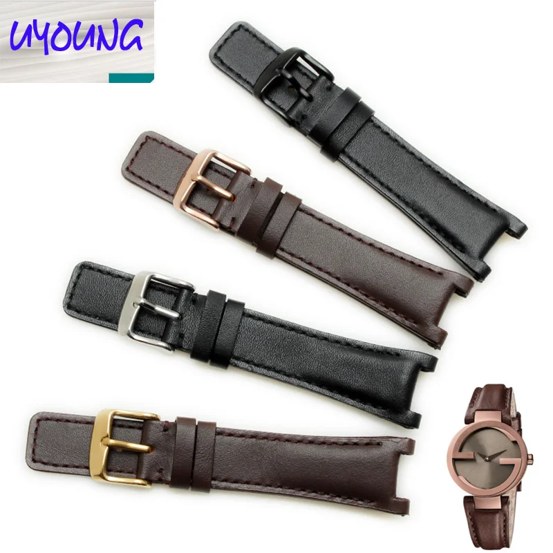 UYOUNG 2019 New genuine Leather watchband substitute YA133205 YA133206 series watch with 20mm x 12MM Black Brown strap for men