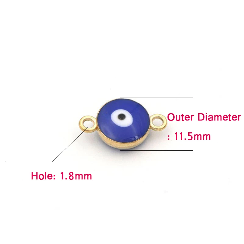 10/20 Zwei Löcher Emaille Stecker Evil Eye Charm Spacer Lose Metall Perlen Für Schmuck Machen Diy Armband Halskette Zubehör – Detail 2