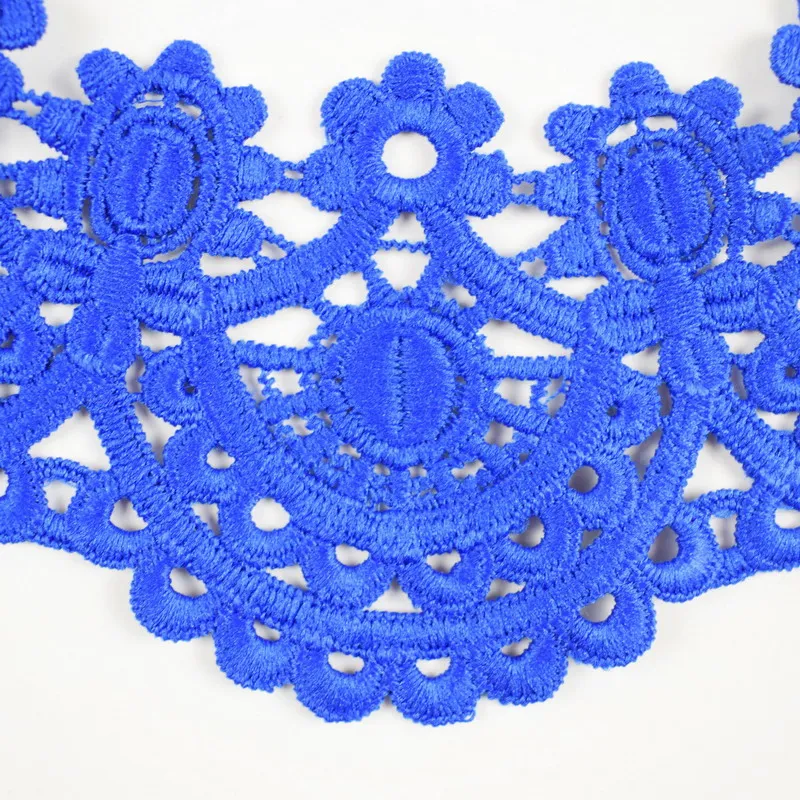 Blue Round Fabric Lace Neckline Collar Applique Embroidery Guipure Lace Fabric For Dress Decoration Scrapbooking