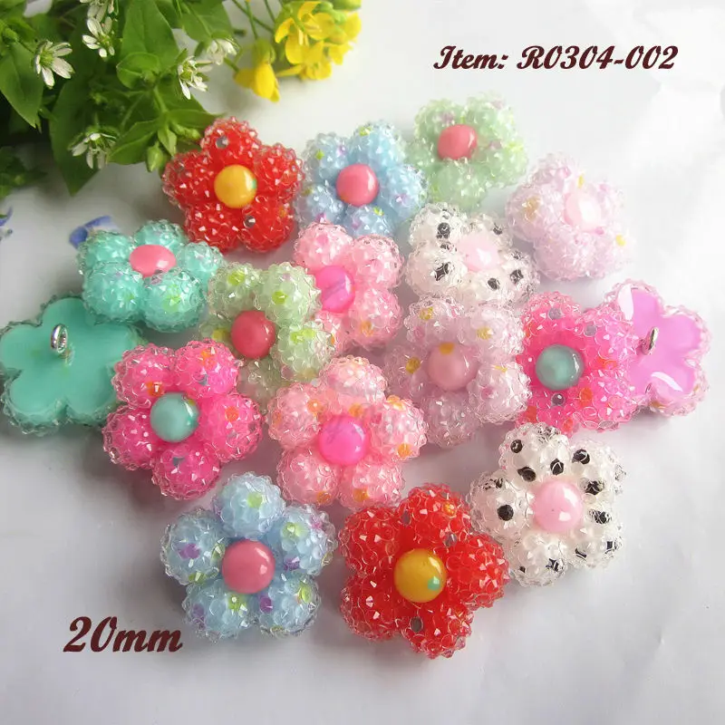 144pcs Mixed color Cute Jelly flowers craft buttons for sewing shank rhinestone embellishments headwear diy decoration