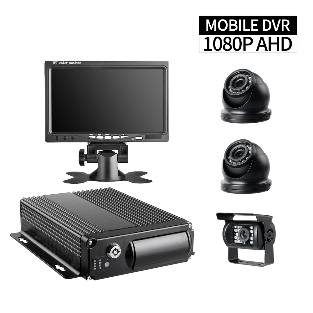 

4CH 1080P Truck SD MDVR Bus,Car,Trailers, Harvester with AHD 2.0MP Mini Cameras,7 inch VGA Monitor G-sensor Mobile DVR Recorder