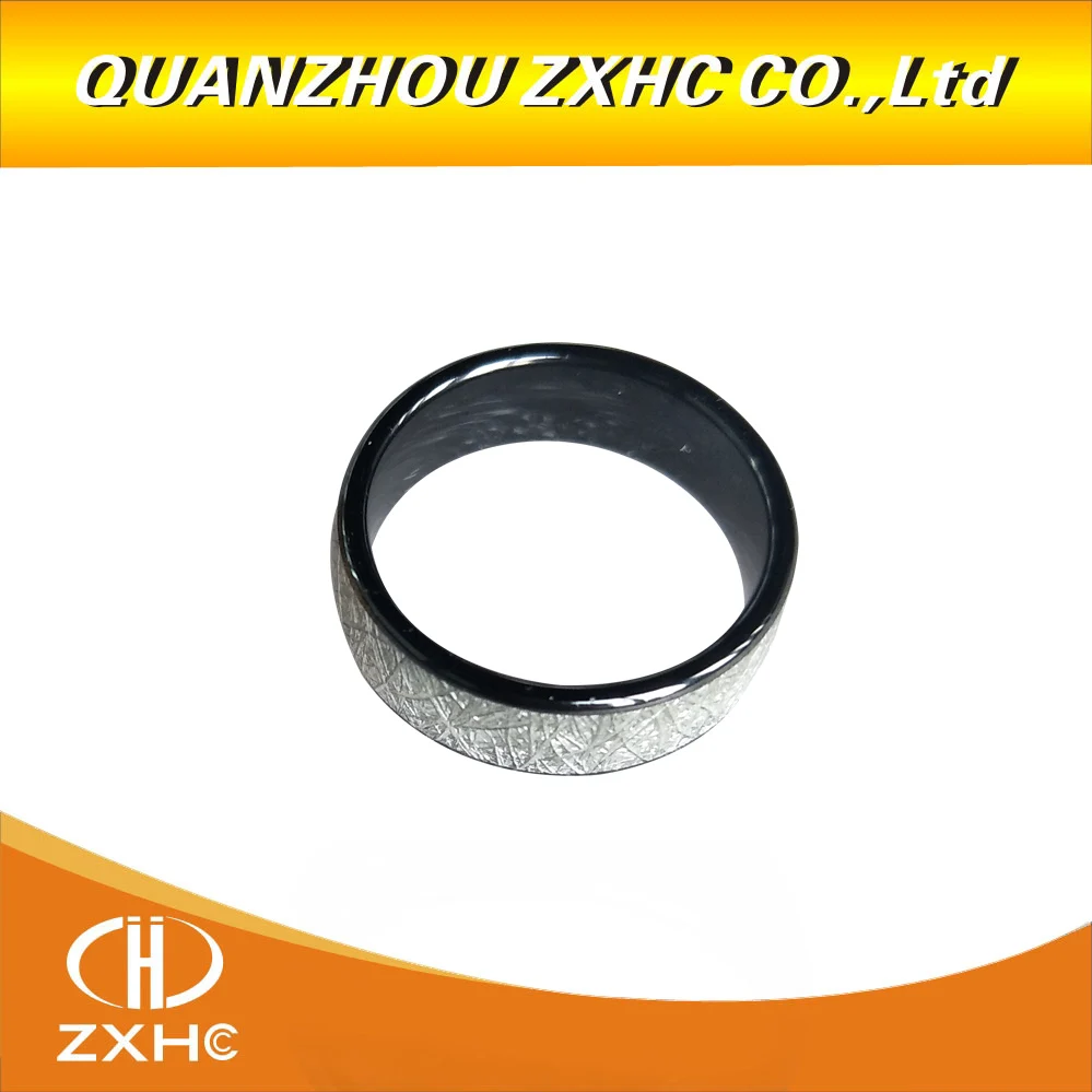 125KHZ/13.56MHZ T5577 or UID chip RFID Bright silver Ceramics Smart Finger Ring Wear for Men or Women
