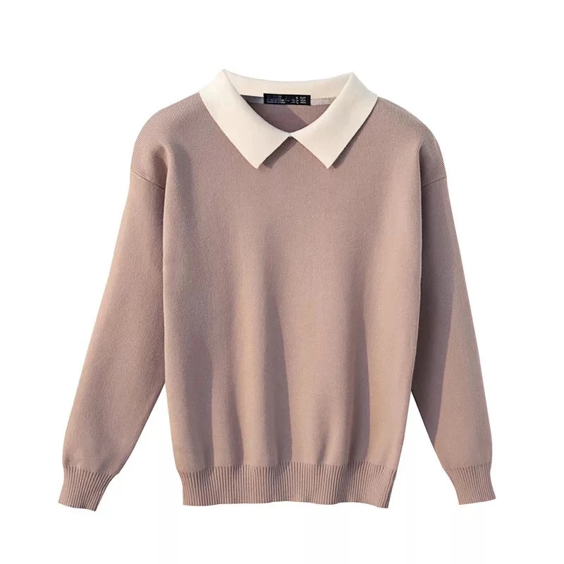 Marwin New-Coming Winter Korean Wild White Turn-Down Collar Pullovers Women Sweater Long Sleeve Slim Fit Knittted Preppy Kintwea