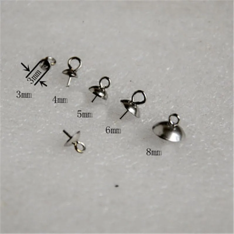 

50pcs/lot Pearl Pendant Connector Bail Cap 5/6/8mm Blank Tray Fit Half Hole Round Beads DIY Jewelry Making Findings Accessories