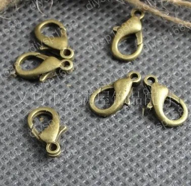 

500pcs/lot 14*8MM Zinc Alloy Antique Bronze Plated Jewelry Findings Lobster Clasps Hooks LLA2550