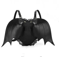 Bat Wing Backpack for Women Punk Stylish Newest School Bag for Girls Bat Bag Angel Wings Backpack Cute Little Devil Package