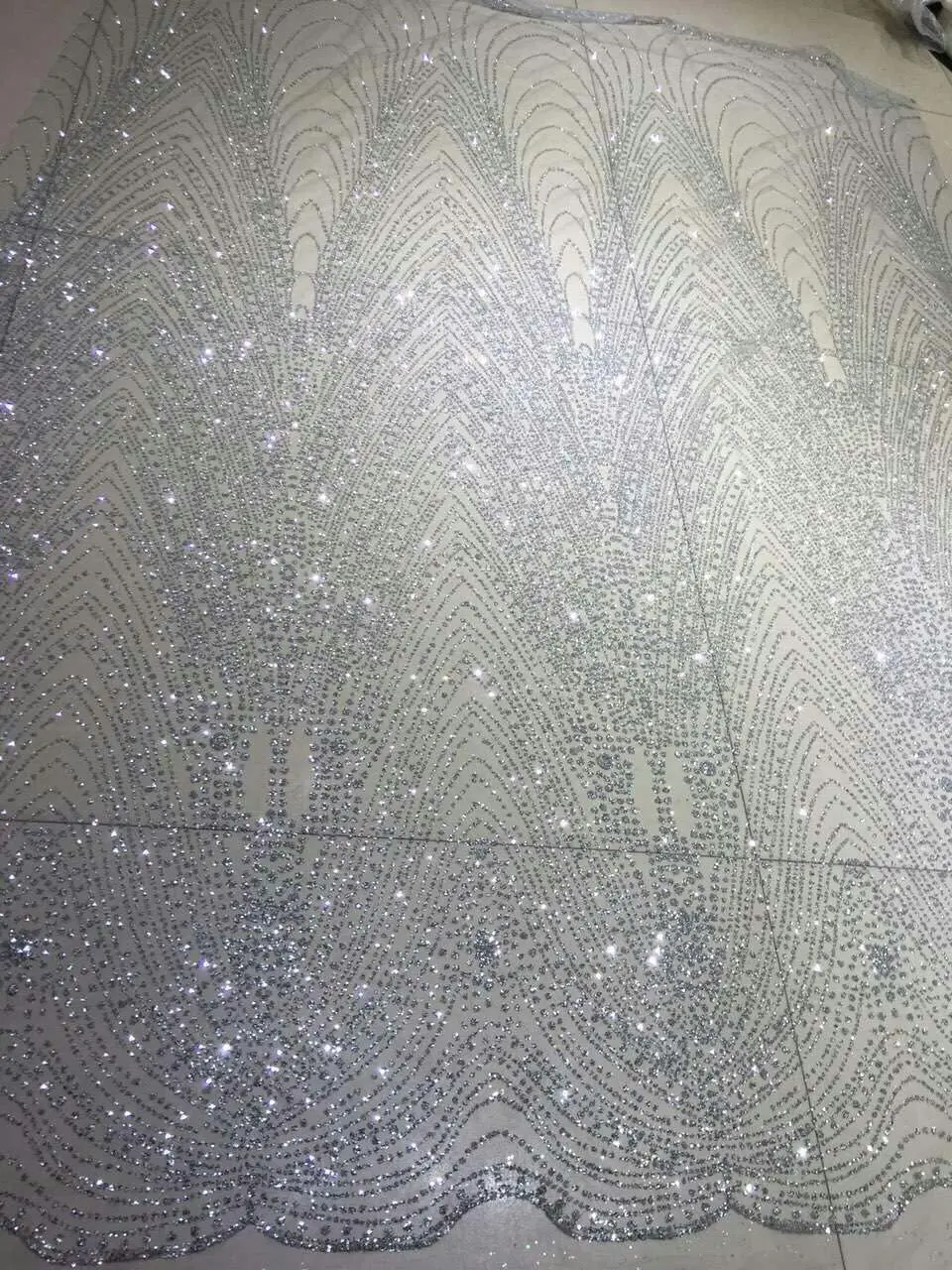 

Silver color glitter Sequins lace fabric Glued glitter sequins african lace fabric JRB-35120 for sexty dress high quality