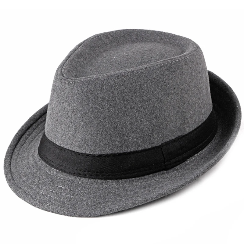 HT2202 Fedoras Winter Autumn Women Men Wool Fedora Hat Top Jazz Hat Fashion Solid Plain Trilby Hats with Band Retro Derby Hats