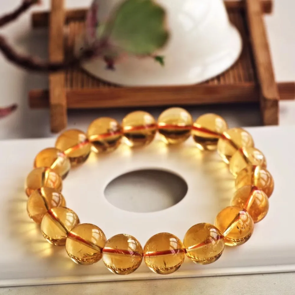 Natural Yellow Citrine Quartz Clear Round Beads Bracelet Woman Men Citrine Beads Crystal 10mm 11mm 12mm 13mm AAAAA