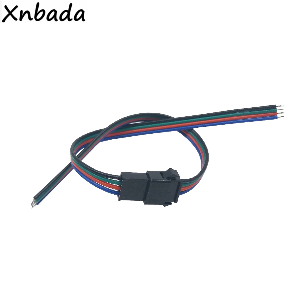 JST LED 커넥터, 암수 커넥터, APA102 WS2813 RGB LED 스트립용, 적색, 녹색, 흑색 및 청색 와이어, 10 쌍, 15cm 4 핀, 22AWG