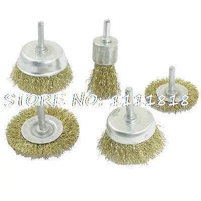 5 in 1 Gold Tone Steel Wire Polishing Grinding Brushes Set