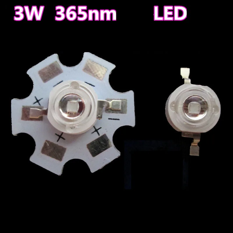 

LED 3W purple 365-370nm Ultraviolet rays UV led lamp beads Curing mothkilling violet fluorescence agent detection 20pcs