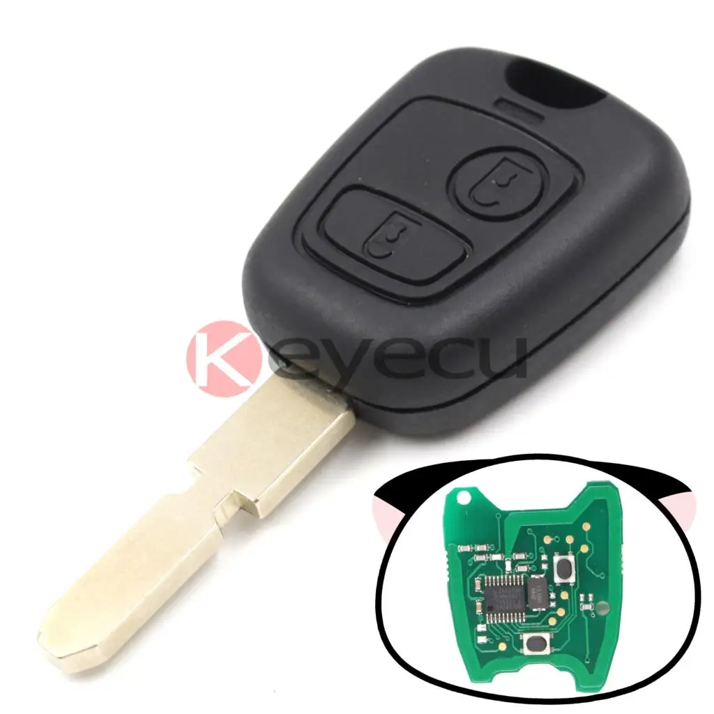 

KEYECU KYDZ New Keyless Entry Remote Key Fob 2 Button 433MHz With ID46 Chip Fob for Peugeot 406 Uncut Blank Blade