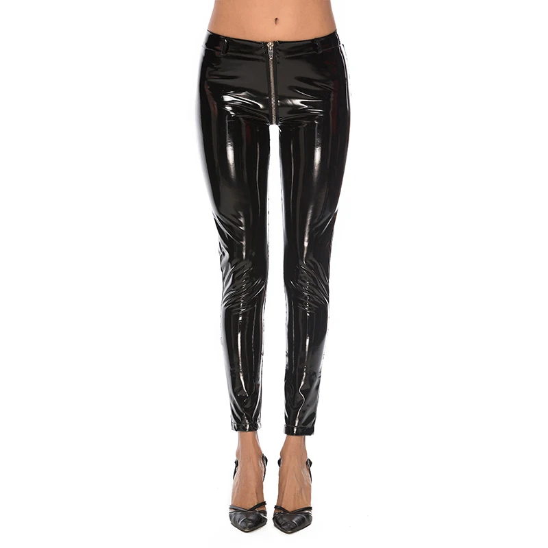 Plus Size Punk Gothic Faux Leather Leggings Women Vinyl PVC Wet Look Shiny Disco Elasticated High Waist Leggings