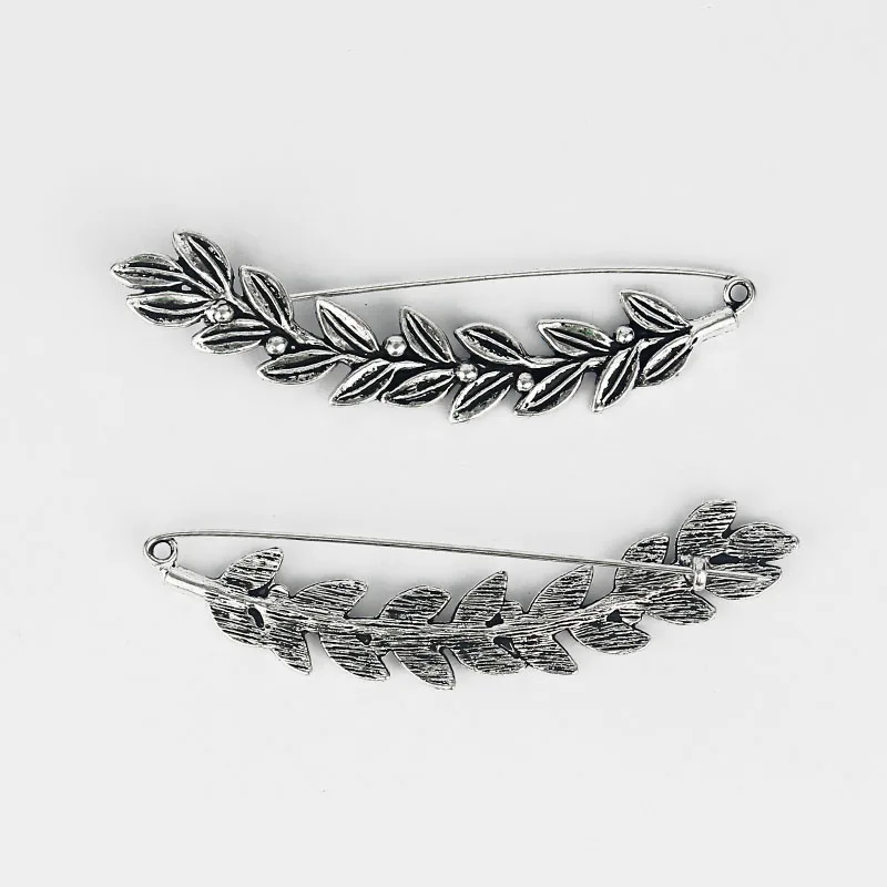 1pcs Large Antique Silver Color Sunflower/Leaves/Feather Durable Strong Metal Shawl Kilt Scarf Brooch Safety Pin 88-90mm