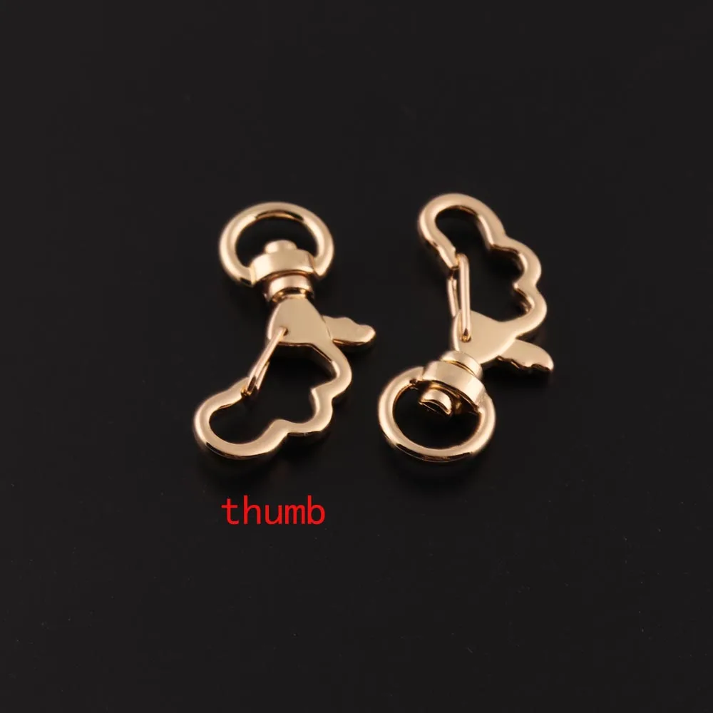 10pcs/lot Alloy Unique Thumb shape Swivel snap Hook Clasp Hook Clip Buckle Light Gold Color diy hardware accessories decoration