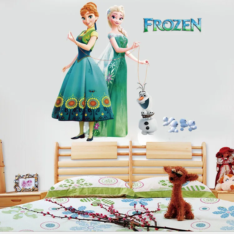 Cartoon frozen princess DIY Elsa Anna wall stickers girl Children room background decoration removable kids bedroom poster decal