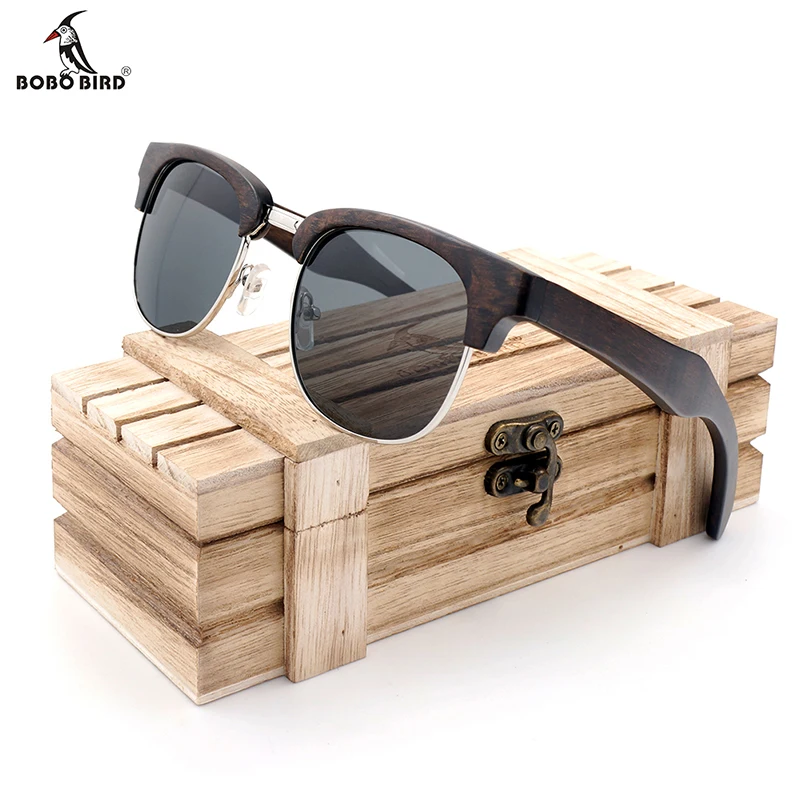 

BOBO BIRD gafas de sol mujer Wood Sunglasses Polarized Retro Men Women Fashion UV400 Eyewears In Box V-AG017/18